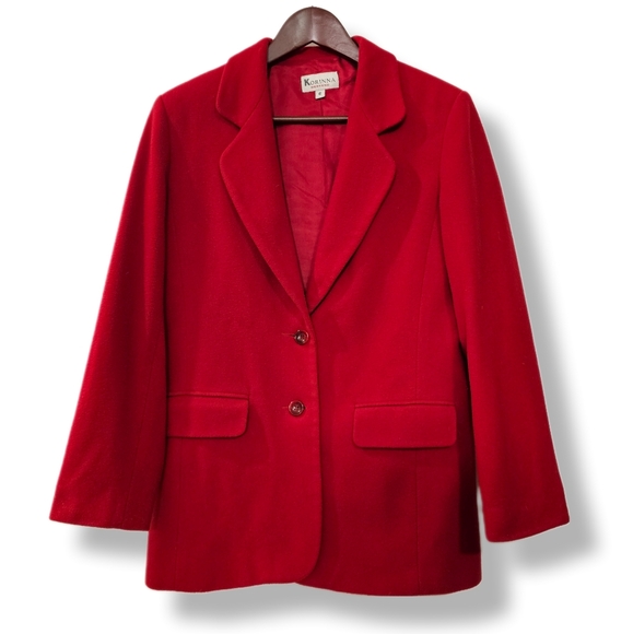 VTG | Korinna Crimson Red Wool & Cashmere Blend Blazer Jacket - Small to Medium - Picture 1 of 8